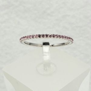 Sterling Pink Eternity Pave Band